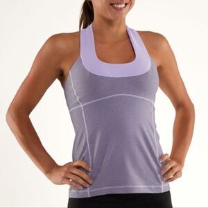 Lululemon Purple Striped Scoopneck Workout Top